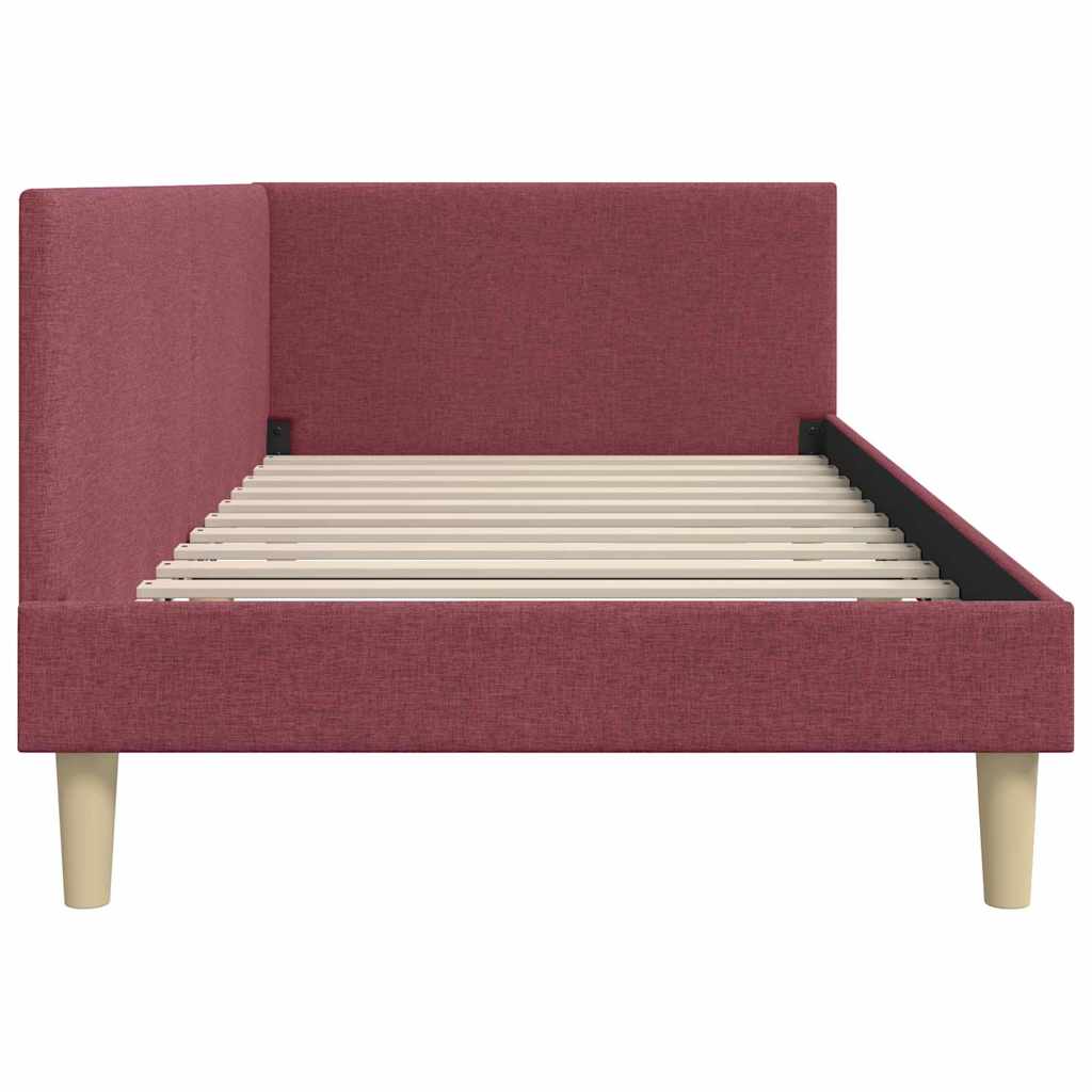 Kutni okvir kreveta s uzglavljem Vinska crvena 90 cm x 200 cm
