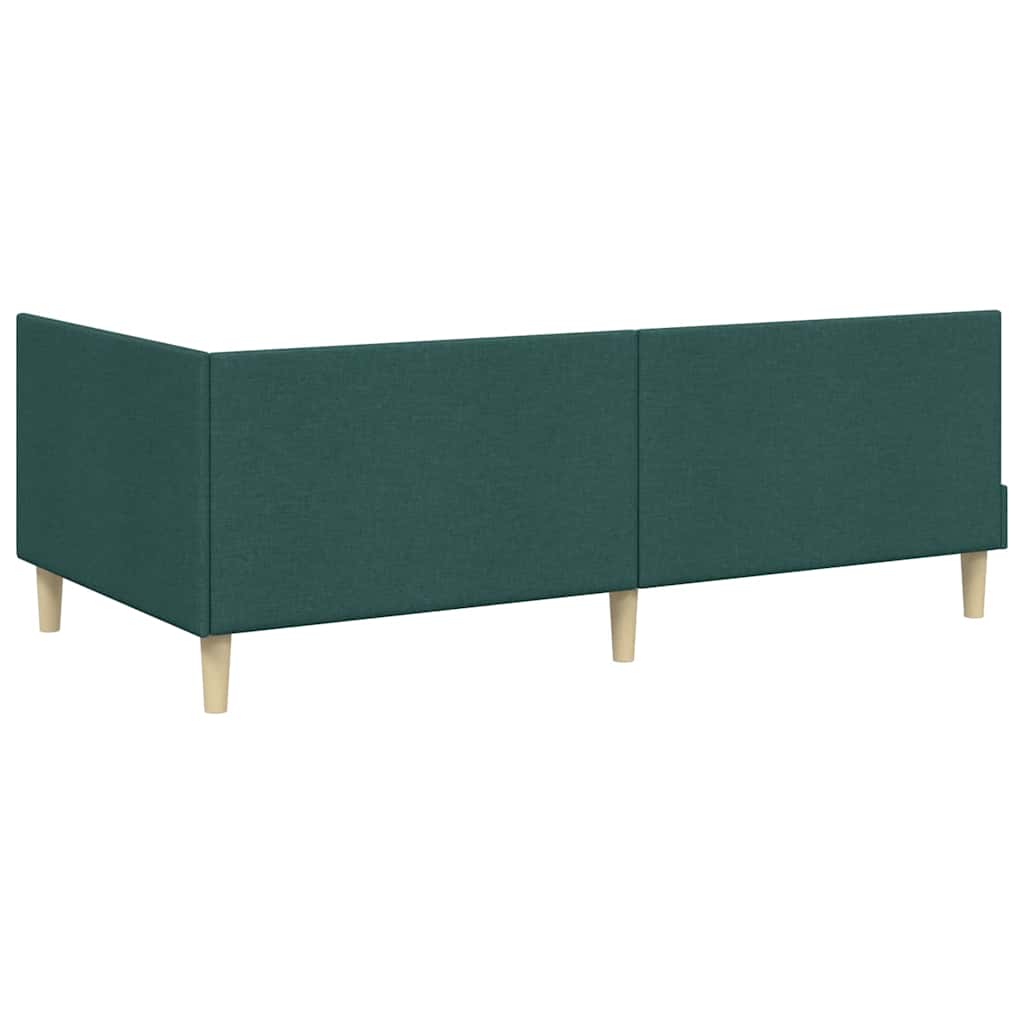 Kutni okvir kreveta s uzglavljem Tamnozelena 90 cm x 200 cm