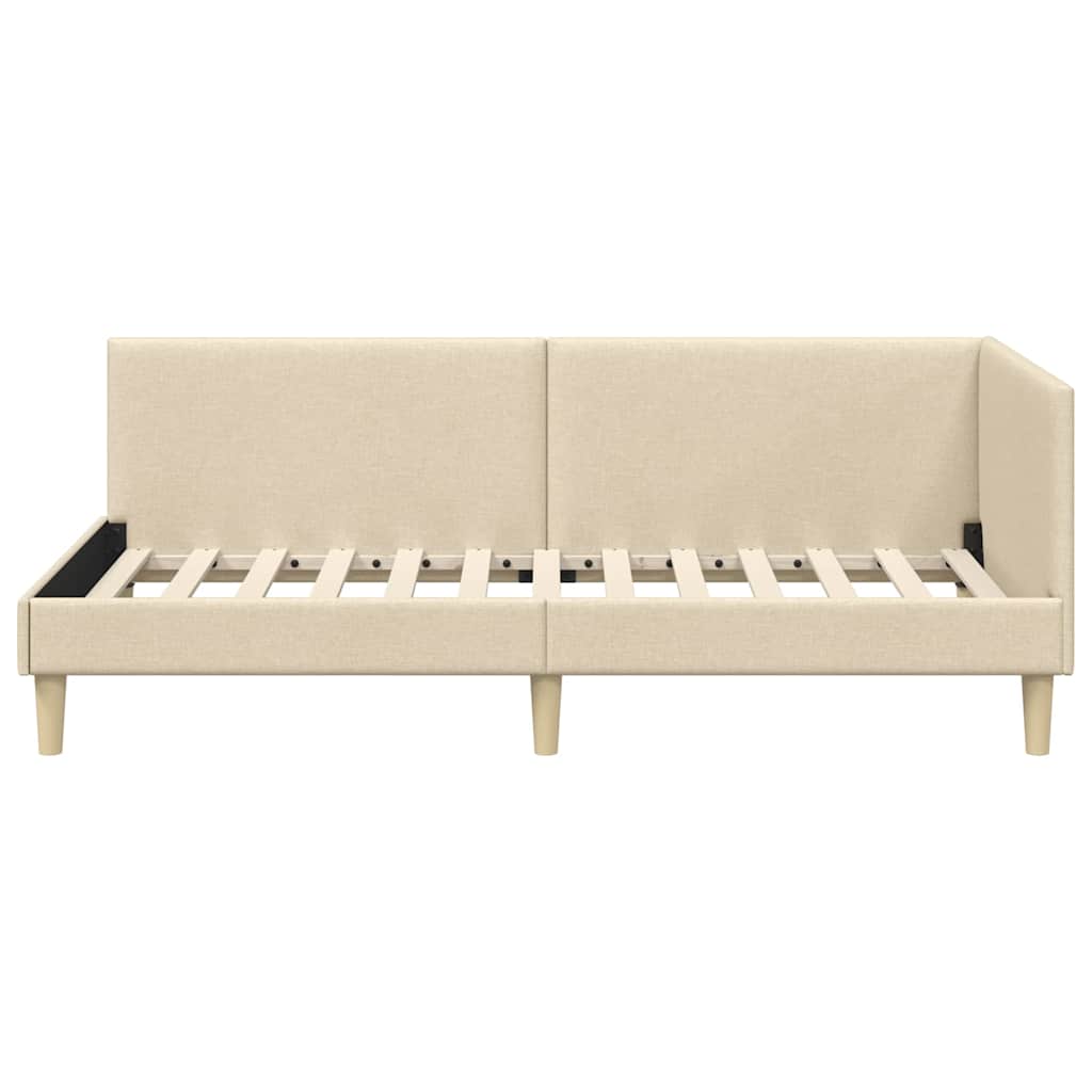 Kutni okvir kreveta Krema 100 cm x 200 cm Tkanina i šperploča