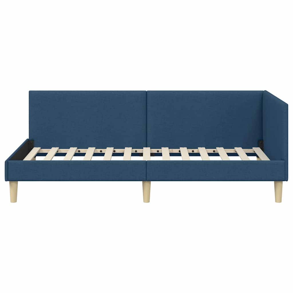 Kutni okvir kreveta Plava 100 cm x 200 cm Tkanina i šperploča