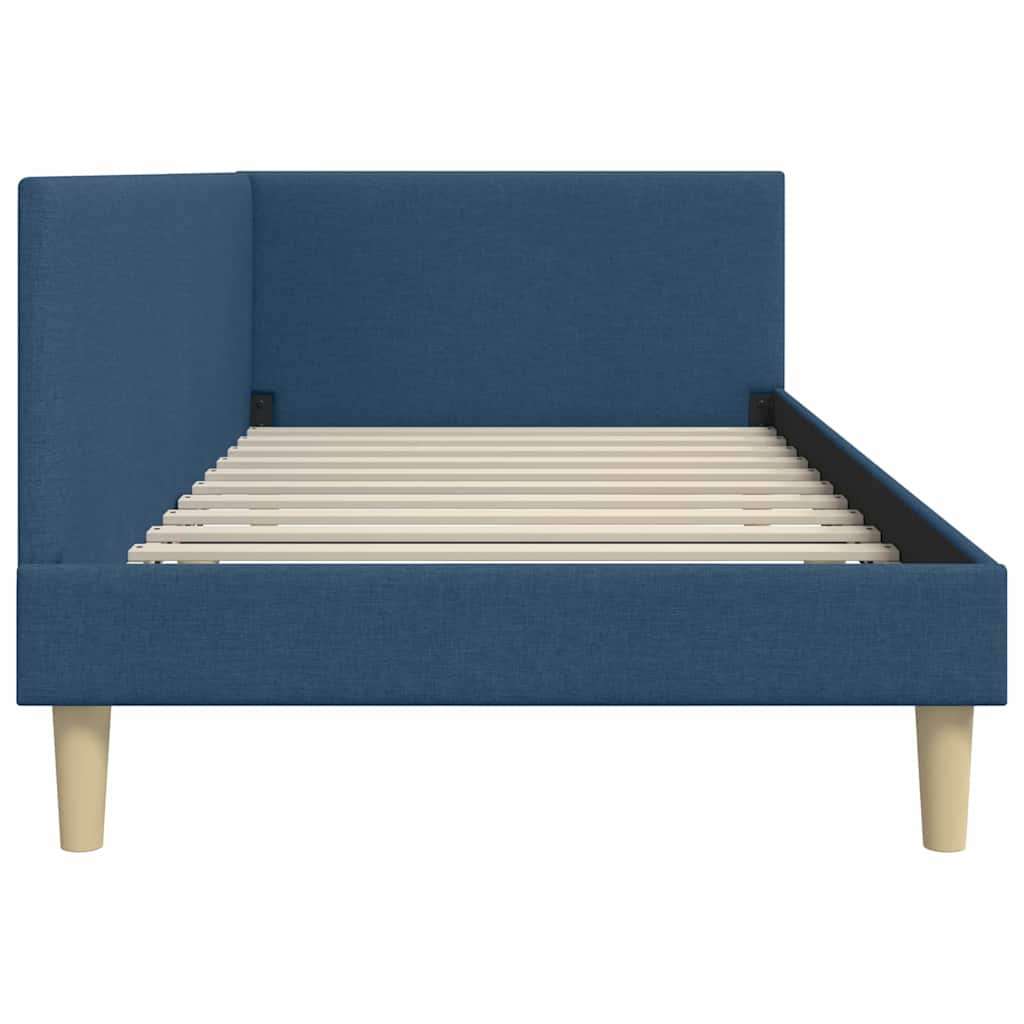 Kutni okvir kreveta Plava 100 cm x 200 cm Tkanina i šperploča