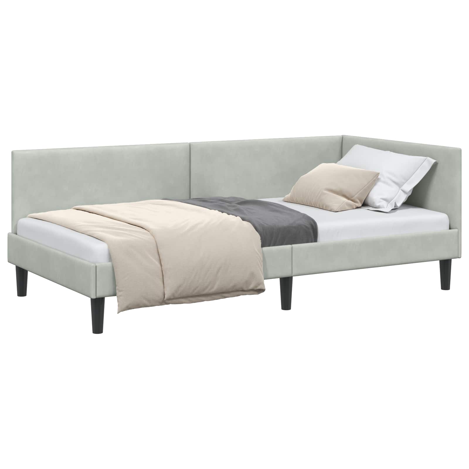 Kutni okvir kreveta Svijetlo siva 80 cm x 200 cm Baršun