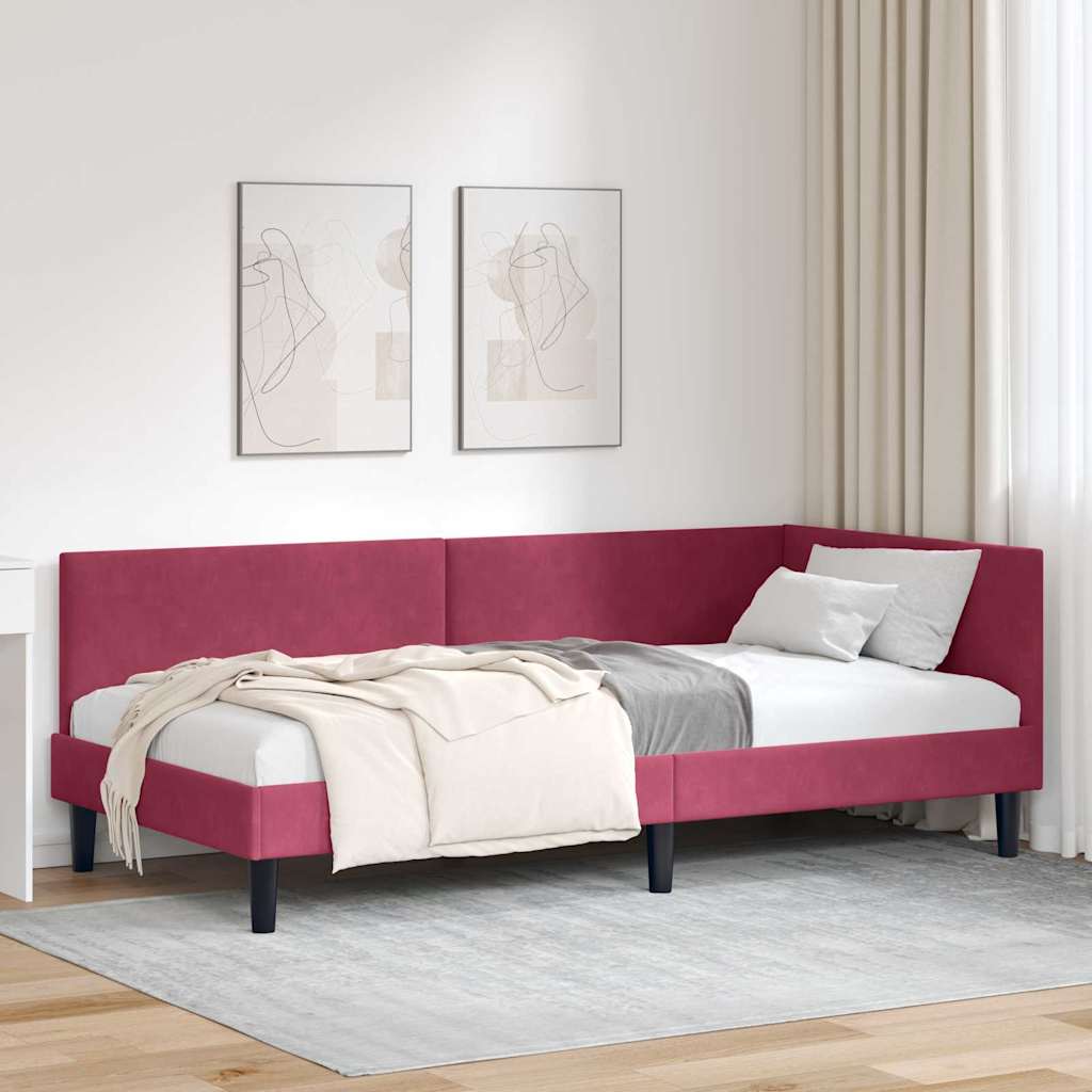Kutni okvir kreveta Vinska crvena 80 cm x 200 cm Baršun