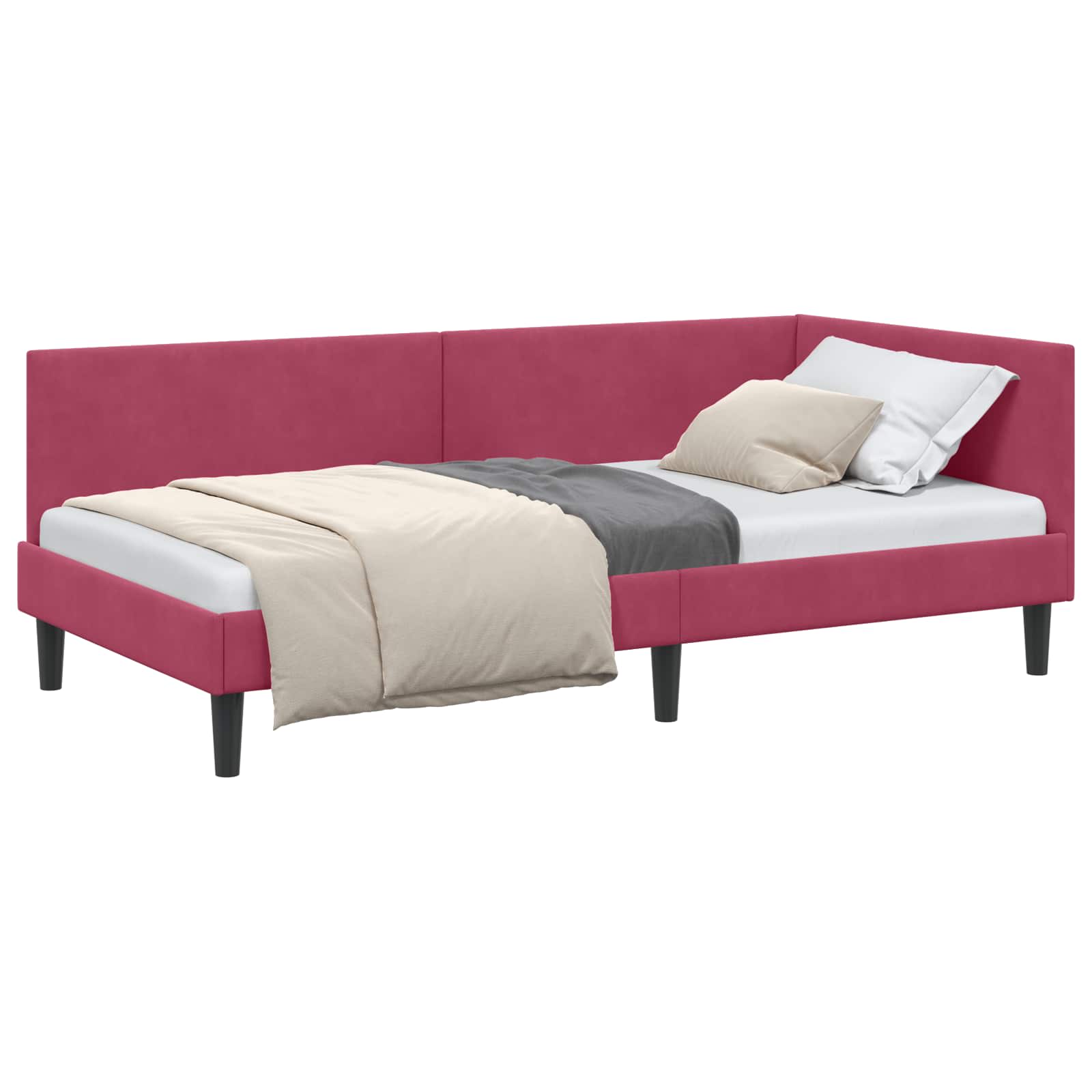 Kutni okvir kreveta Vinska crvena 80 cm x 200 cm Baršun