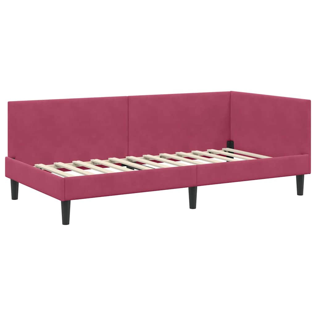 Kutni okvir kreveta Vinska crvena 80 cm x 200 cm Baršun