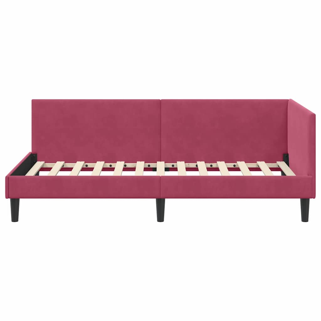 Kutni okvir kreveta Vinska crvena 80 cm x 200 cm Baršun