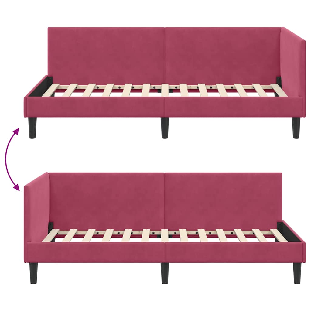 Kutni okvir kreveta Vinska crvena 80 cm x 200 cm Baršun