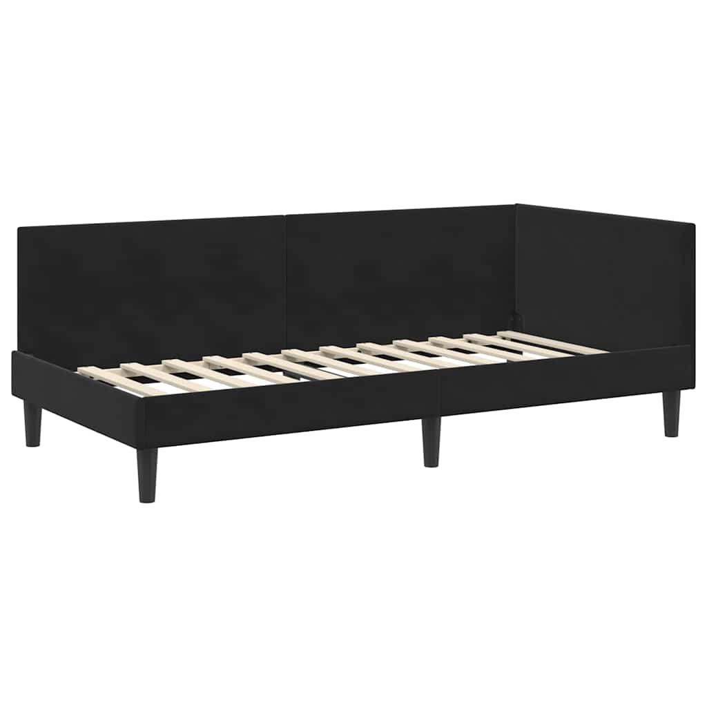 Kutni okvir kreveta s uzglavljem Crna 80 cm x 200 cm Baršun