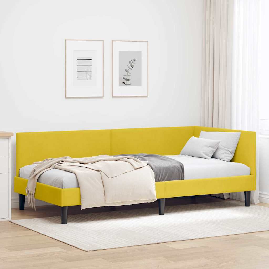 Kutni okvir kreveta s uzglavljem Žuta 80 cm x 200 cm Baršun