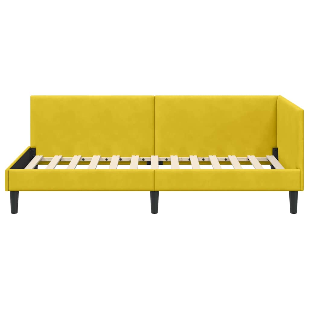 Kutni okvir kreveta s uzglavljem Žuta 80 cm x 200 cm Baršun