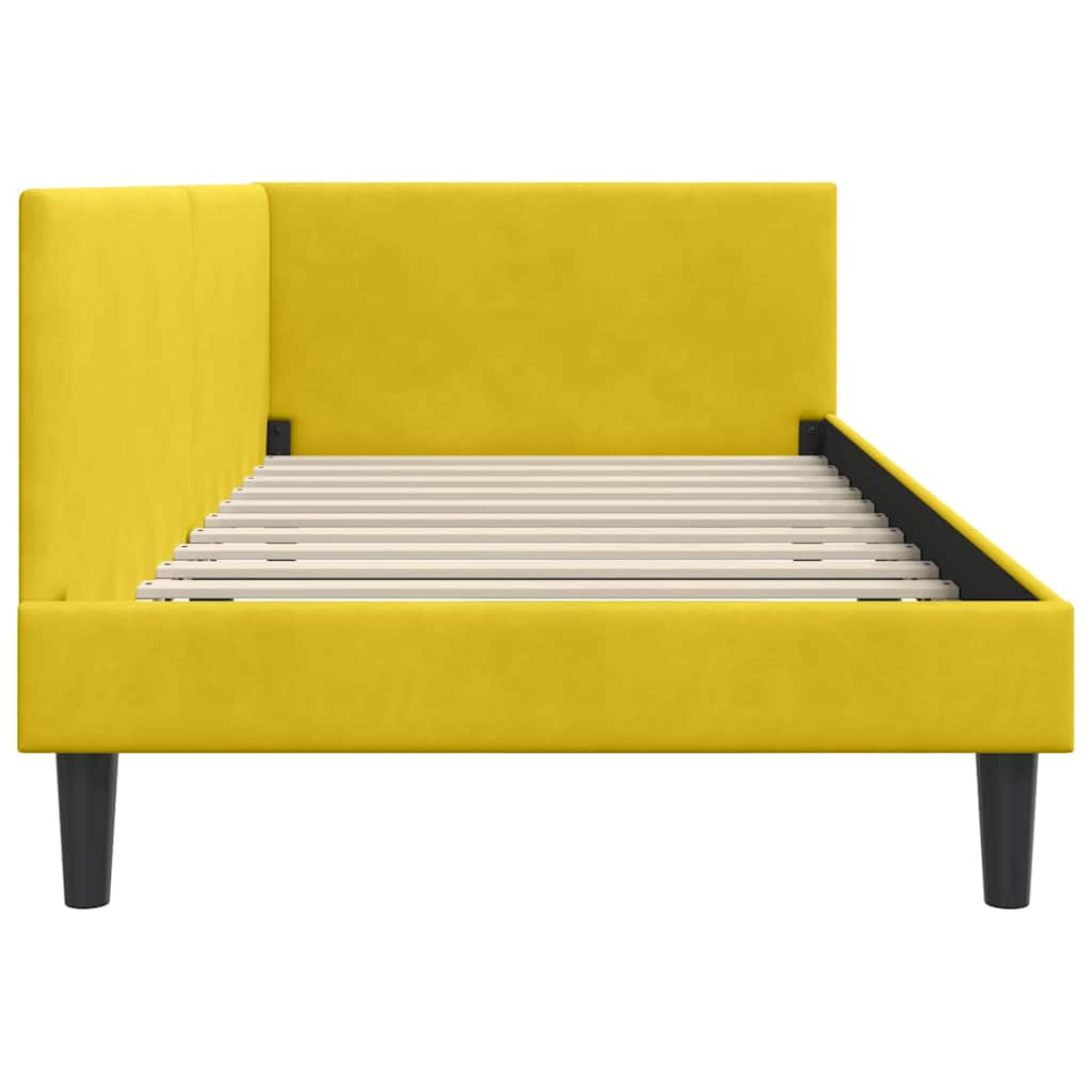 Kutni okvir kreveta s uzglavljem Žuta 80 cm x 200 cm Baršun