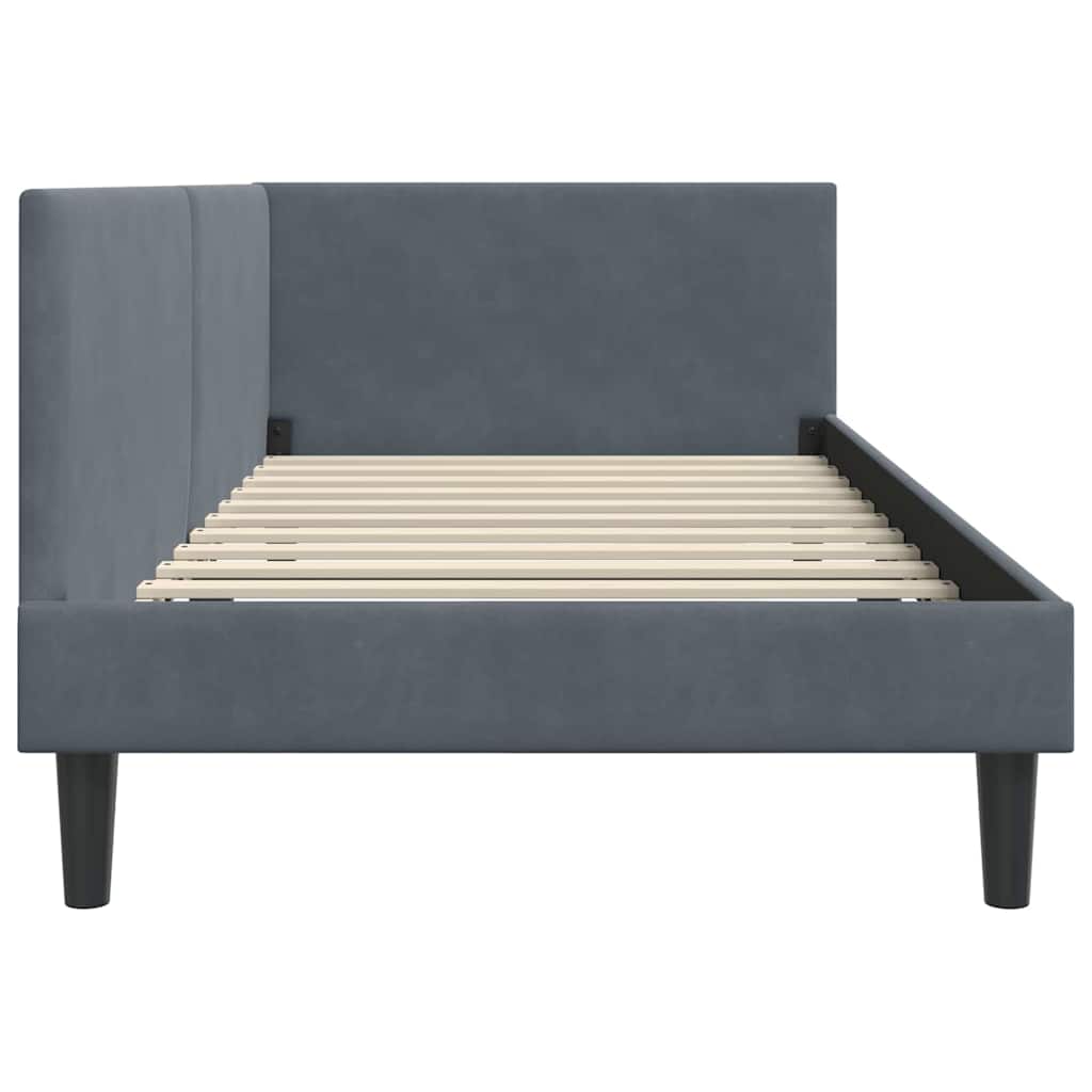 Kutni okvir kreveta Tamno siva 90 cm x 190 cm Baršun