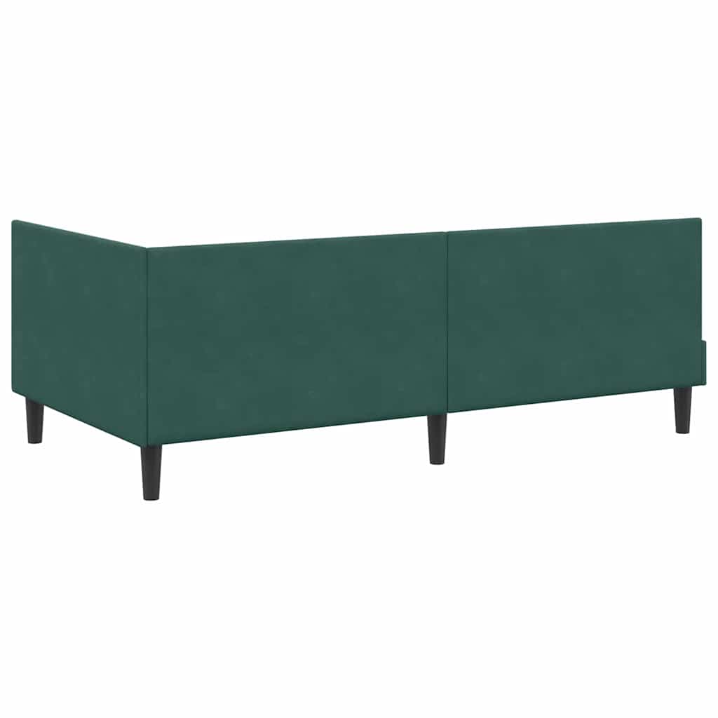 Kutni okvir kreveta Tamnozelena 90 cm x 190 cm Baršun