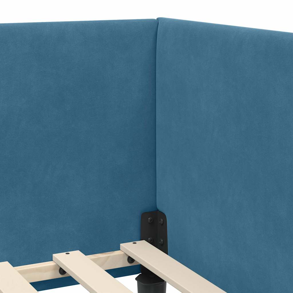 Kutni okvir kreveta s uzglavljem Plava 90 cm x 200 cm Baršun