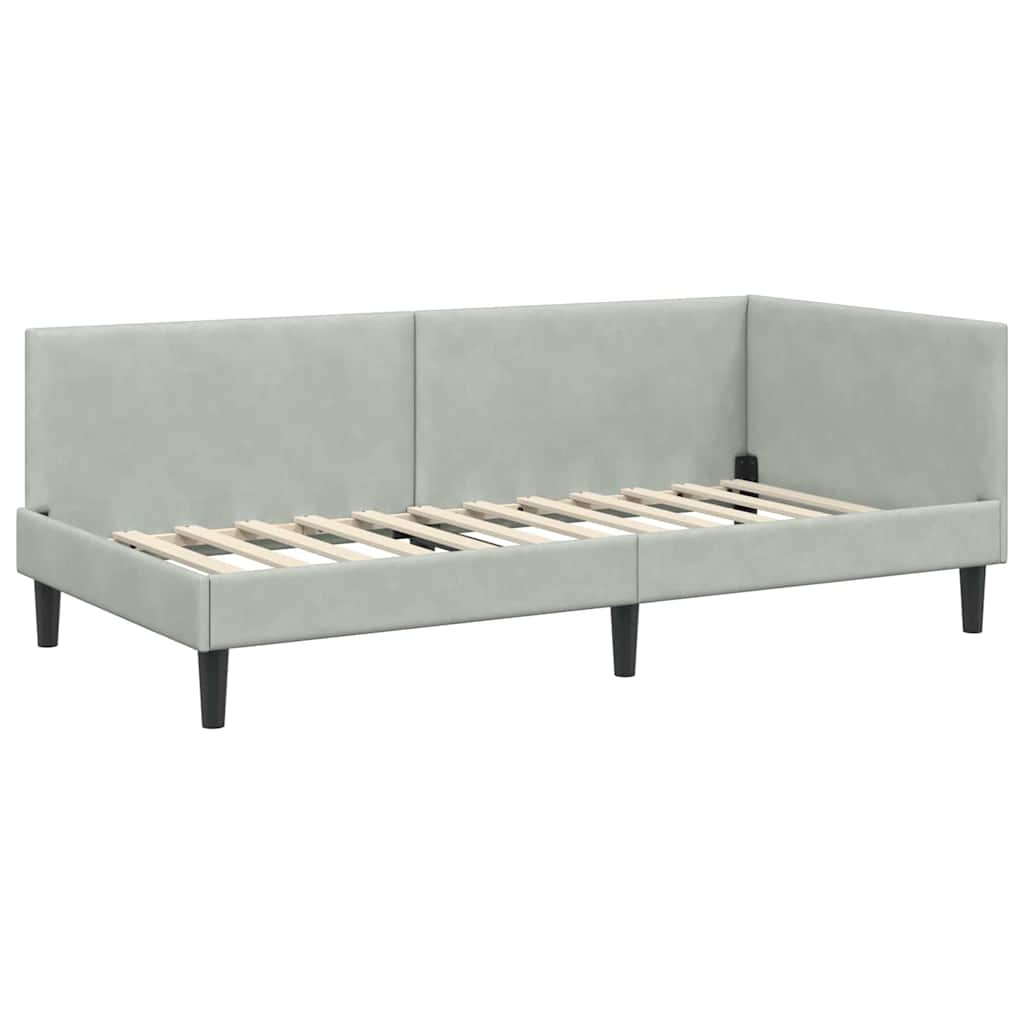 Kutni okvir kreveta Svijetlo siva 90 cm x 200 cm Baršun