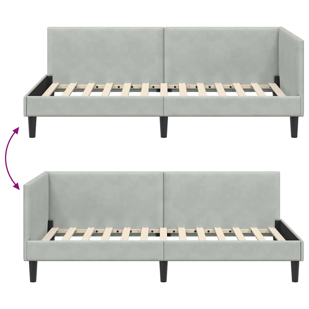 Kutni okvir kreveta Svijetlo siva 90 cm x 200 cm Baršun
