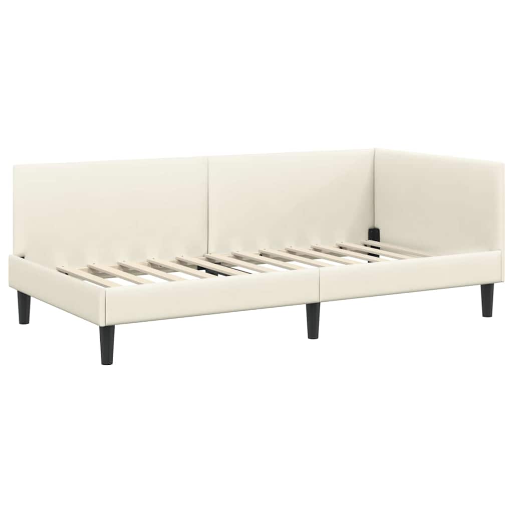 Kutni okvir kreveta s uzglavljem Krema 100 cm x 200 cm Baršun