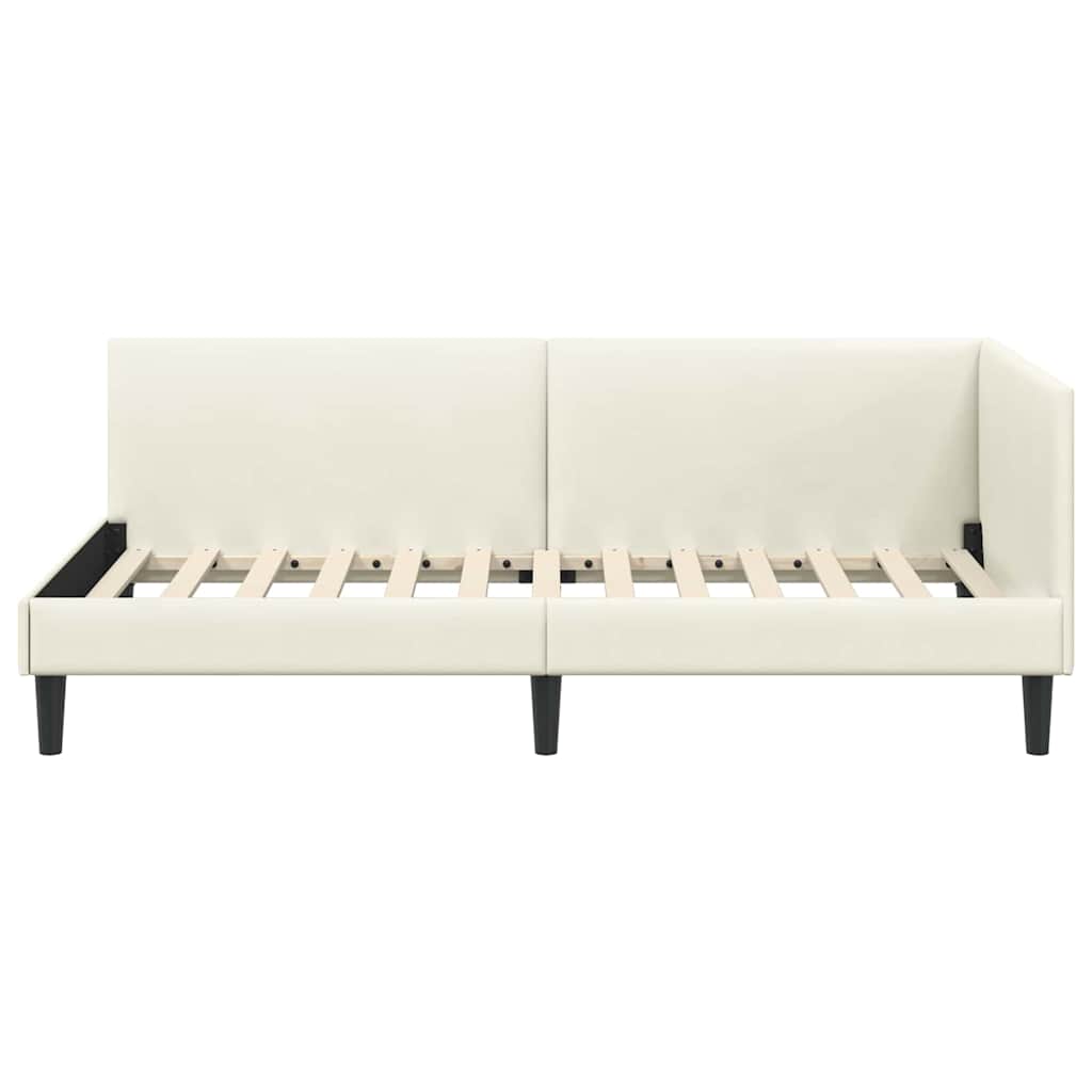 Kutni okvir kreveta s uzglavljem Krema 100 cm x 200 cm Baršun