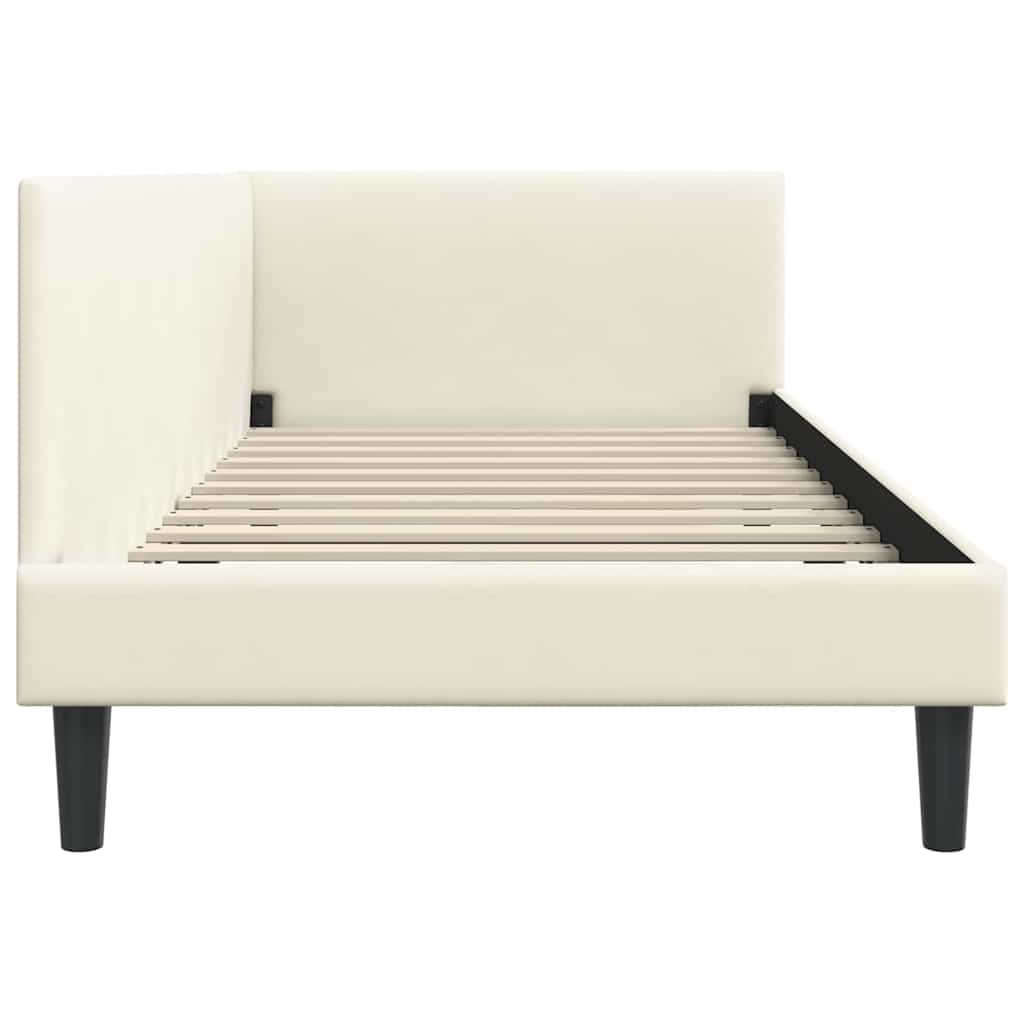 Kutni okvir kreveta s uzglavljem Krema 100 cm x 200 cm Baršun
