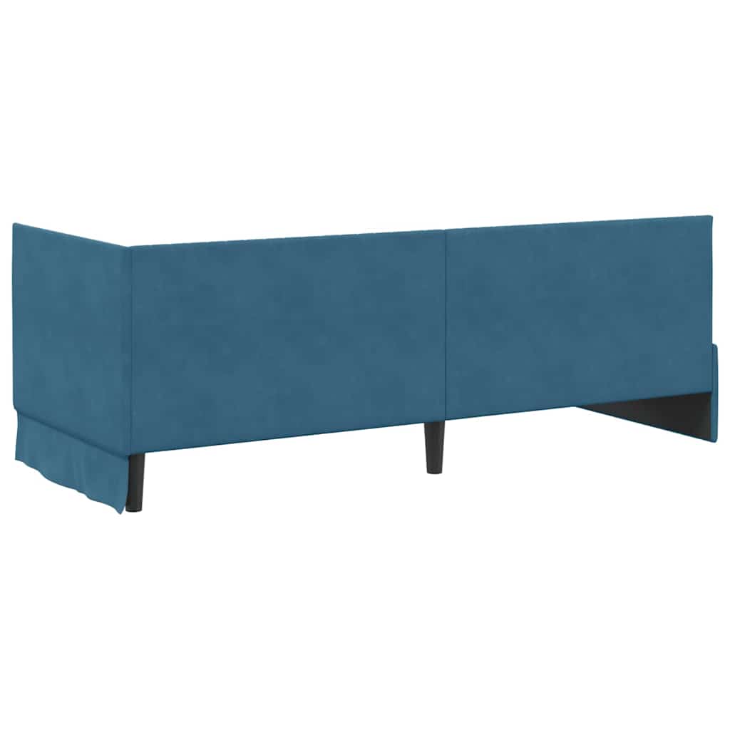 Kutni okvir kreveta s uzglavljem Plava 80 cm x 200 cm Baršun