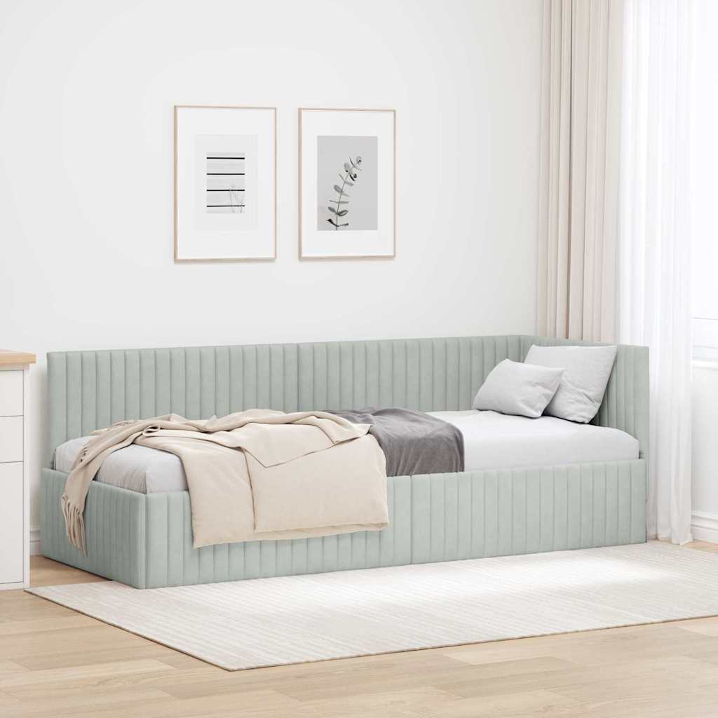 Kutni okvir kreveta Svijetlo siva 80 cm x 200 cm Baršun