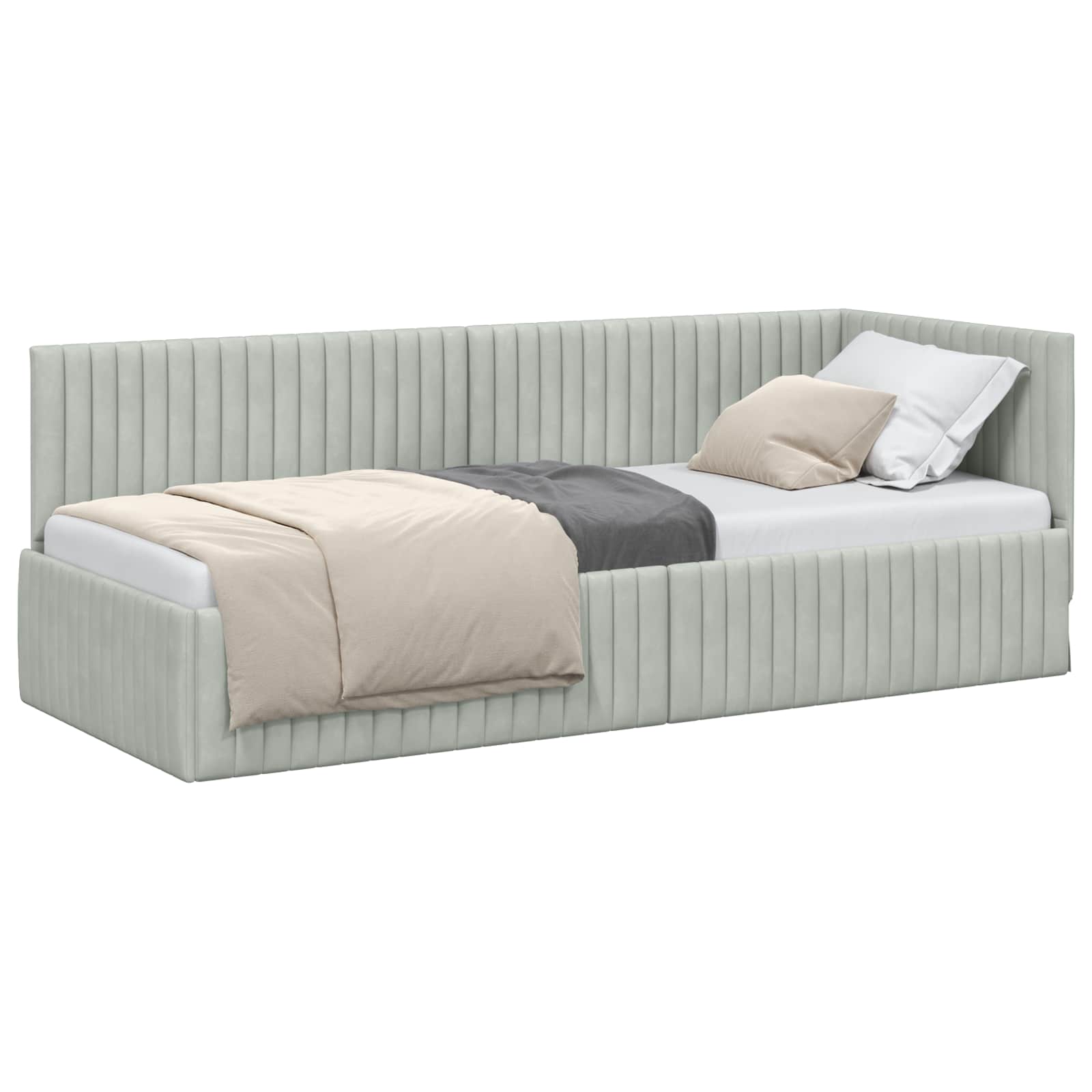 Kutni okvir kreveta Svijetlo siva 80 cm x 200 cm Baršun