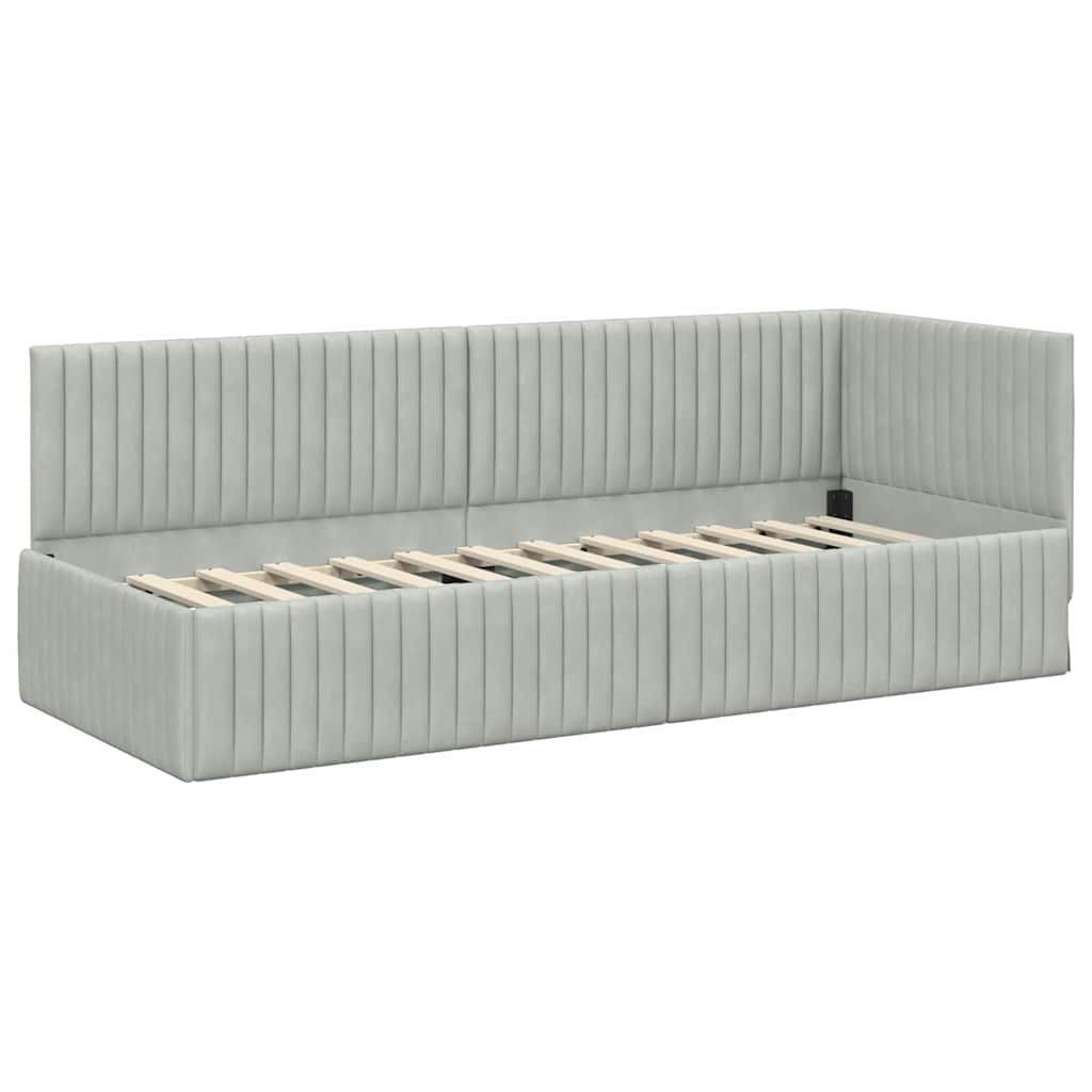 Kutni okvir kreveta Svijetlo siva 80 cm x 200 cm Baršun