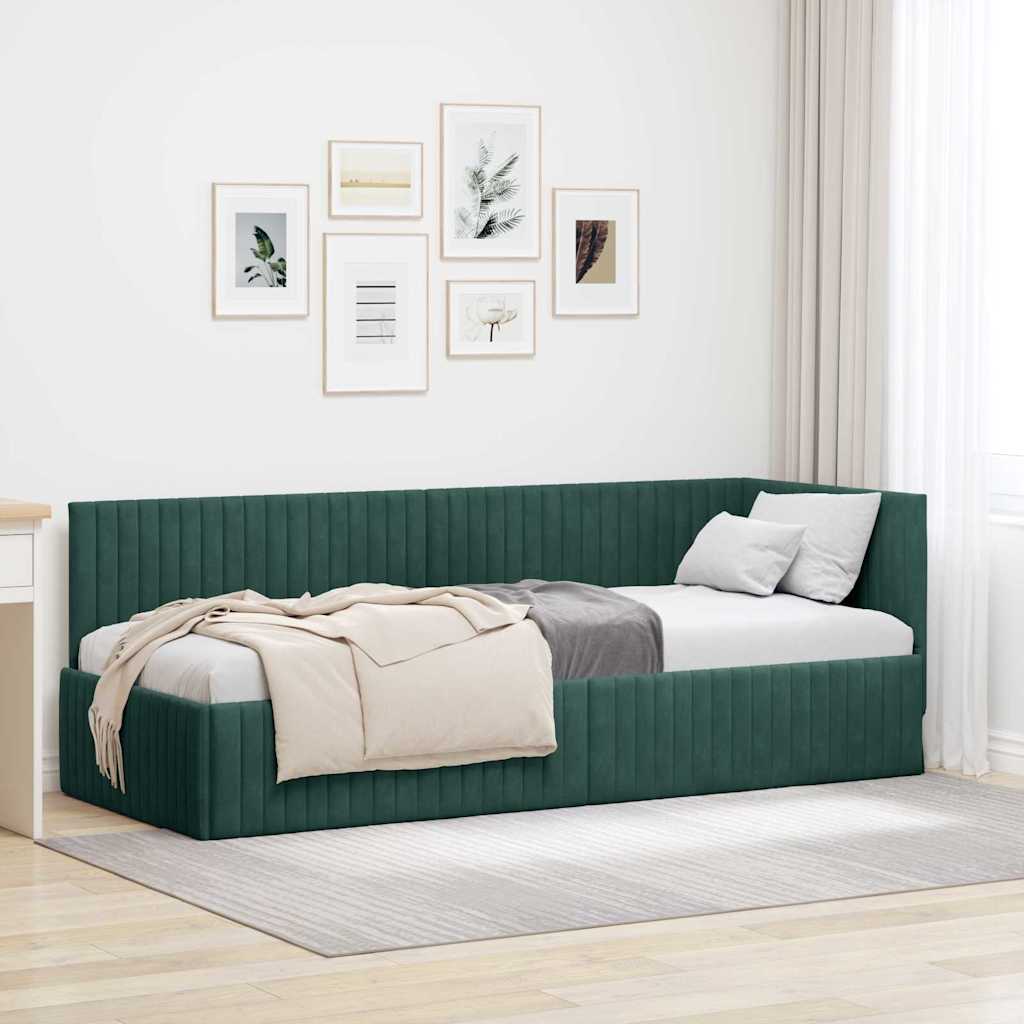 Kutni okvir kreveta Tamnozelena 80 cm x 200 cm Baršun