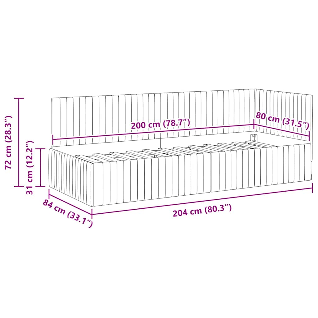 Kutni okvir kreveta Tamnozelena 80 cm x 200 cm Baršun