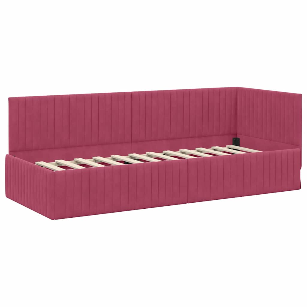 Kutni okvir kreveta Vinska crvena 80 cm x 200 cm Baršun