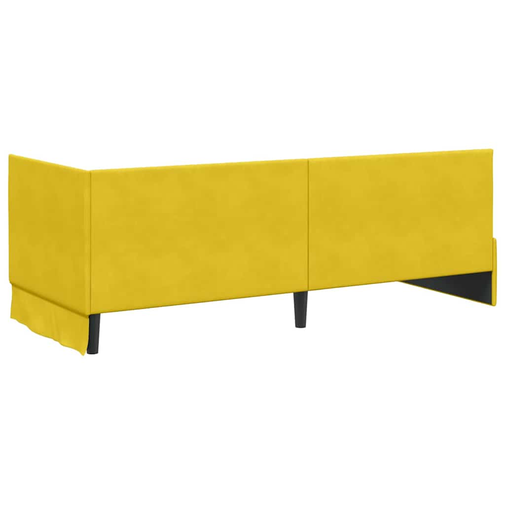 Kutni okvir kreveta s uzglavljem Žuta 80 cm x 200 cm Baršun