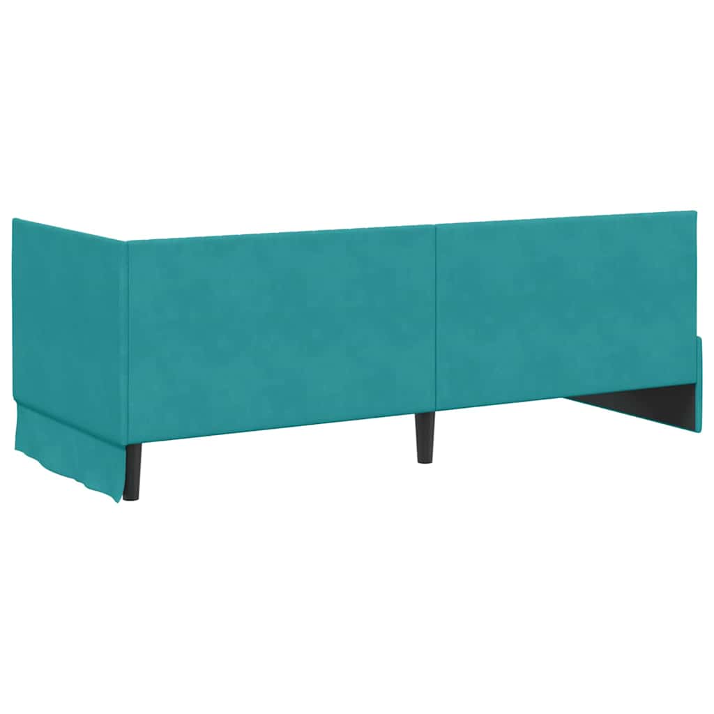 Kutni okvir kreveta s uzglavljem Tirkizna 80 cm x 200 cm Baršun