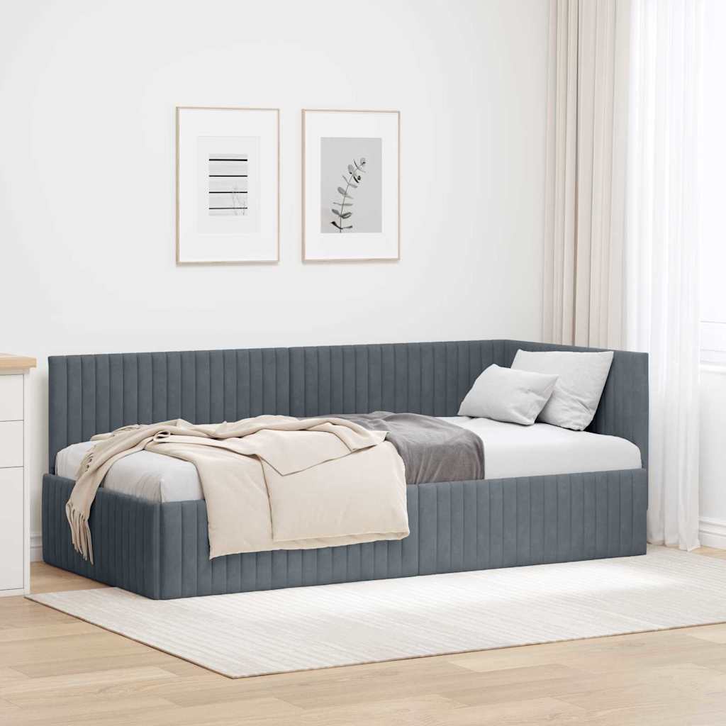 Kutni okvir kreveta Tamno siva 90 cm x 200 cm Baršun