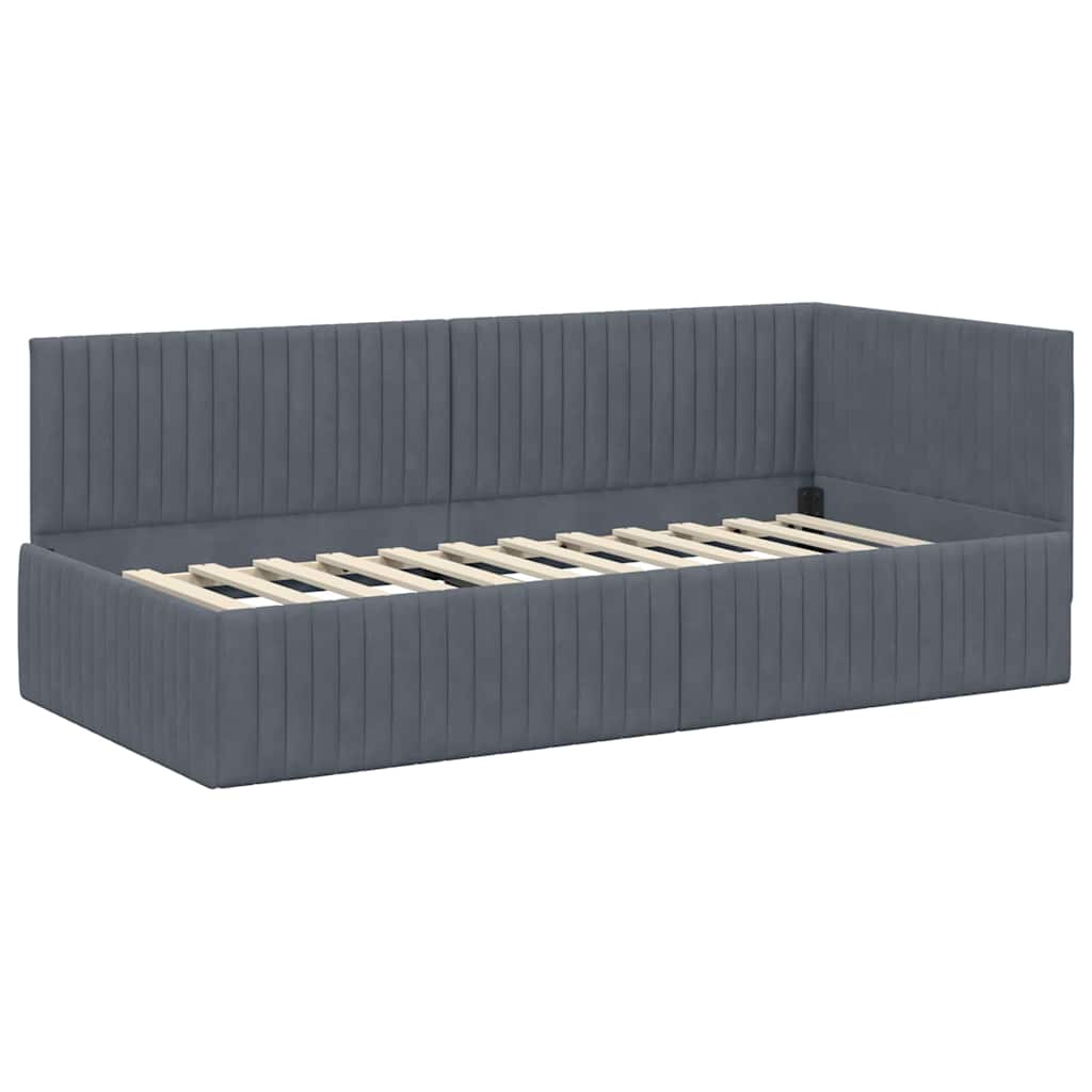 Kutni okvir kreveta Tamno siva 90 cm x 200 cm Baršun