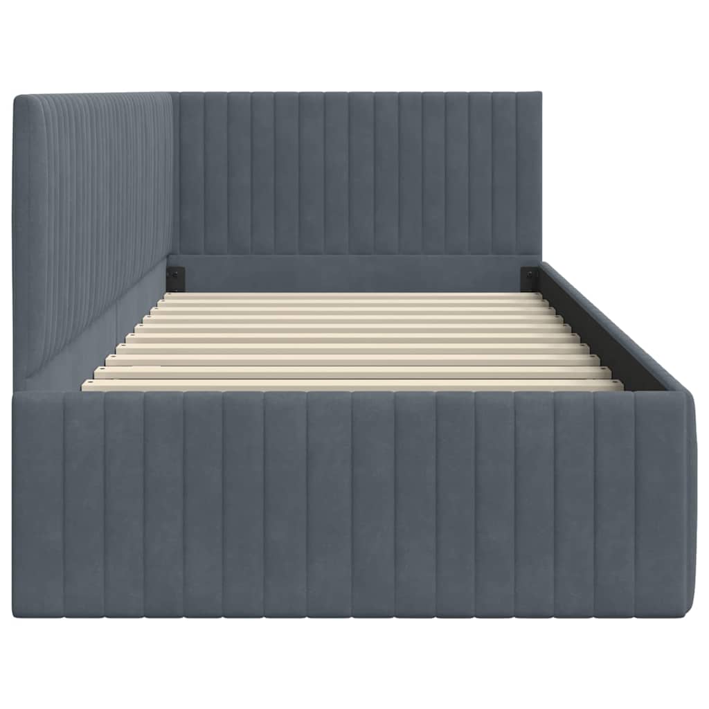 Kutni okvir kreveta Tamno siva 90 cm x 200 cm Baršun