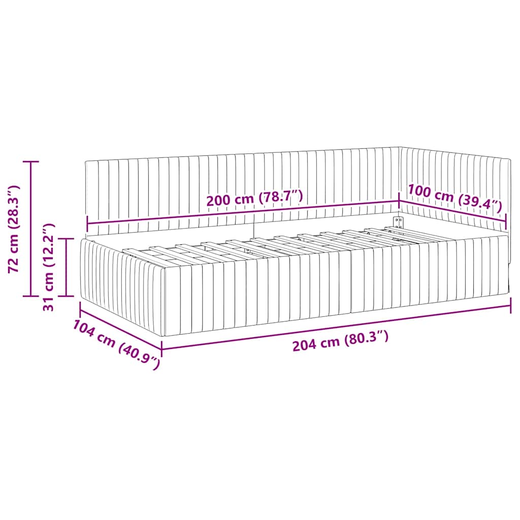 Kutni okvir kreveta Ružičasta 100 cm x 200 cm Baršun