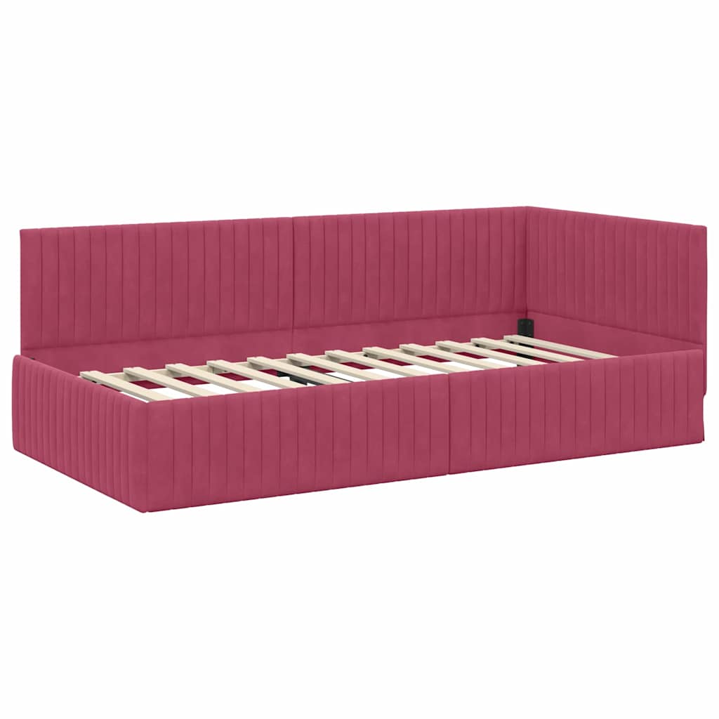 Kutni okvir kreveta Vinska crvena 100 cm x 200 cm Baršun
