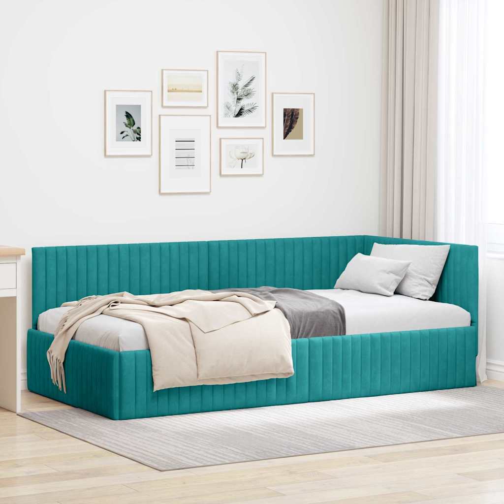 Kutni okvir kreveta Tirkizna 100 cm x 200 cm Baršun