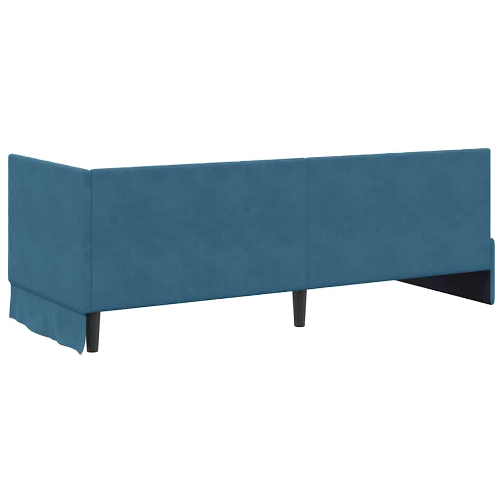 Kutni okvir kreveta s uzglavljem Plava 80 cm x 200 cm Baršun
