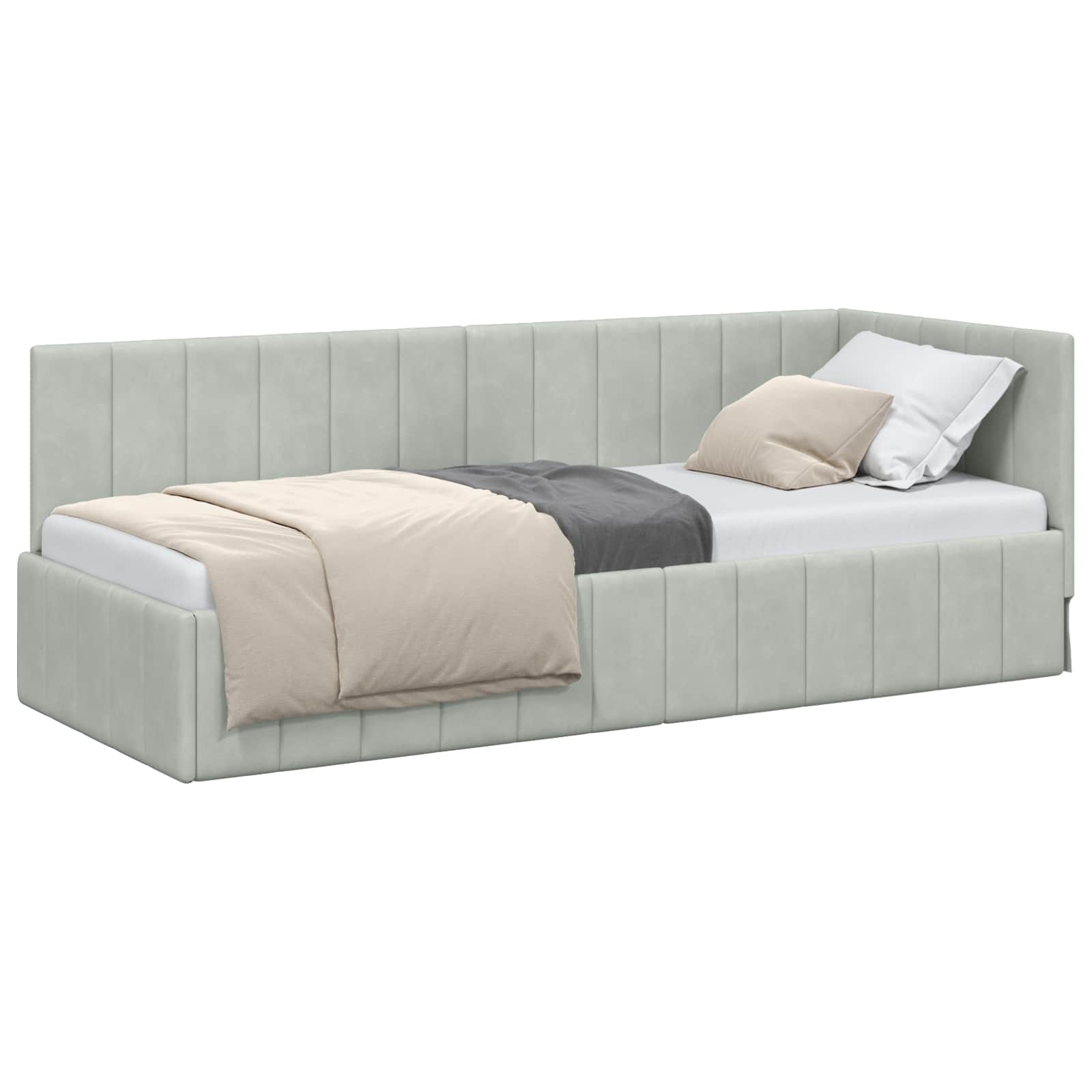 Kutni okvir kreveta Svijetlo siva 80 cm x 200 cm Baršun
