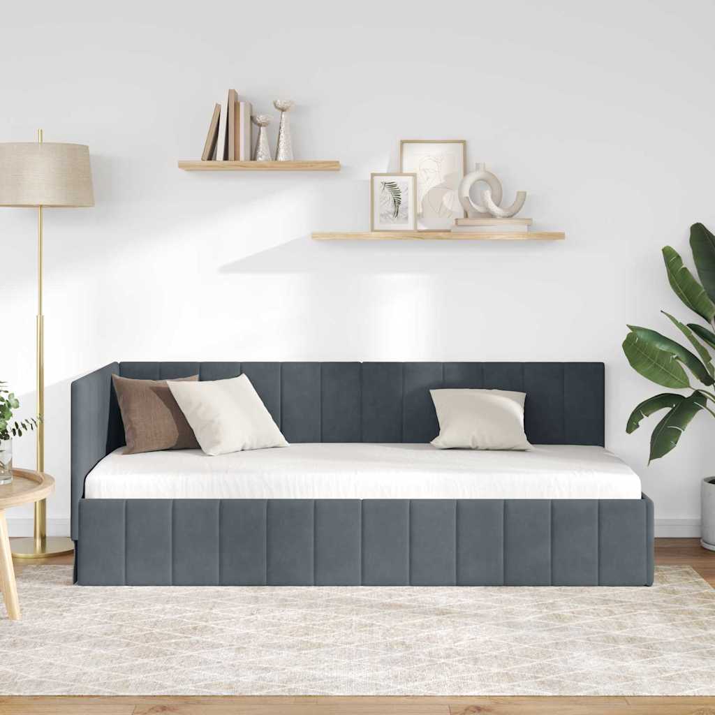 Kutni okvir kreveta Tamno siva 80 cm x 200 cm Baršun