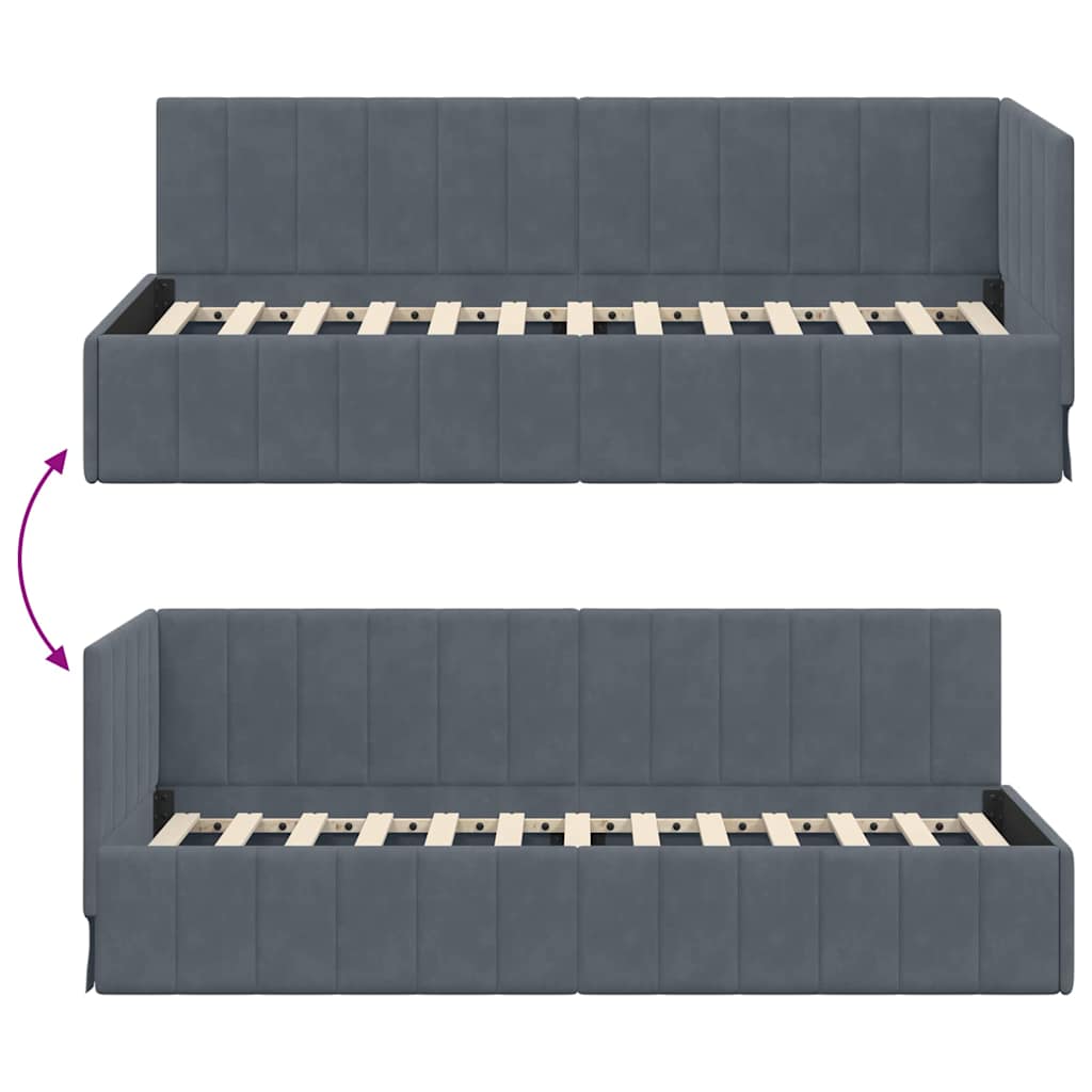 Kutni okvir kreveta Tamno siva 80 cm x 200 cm Baršun