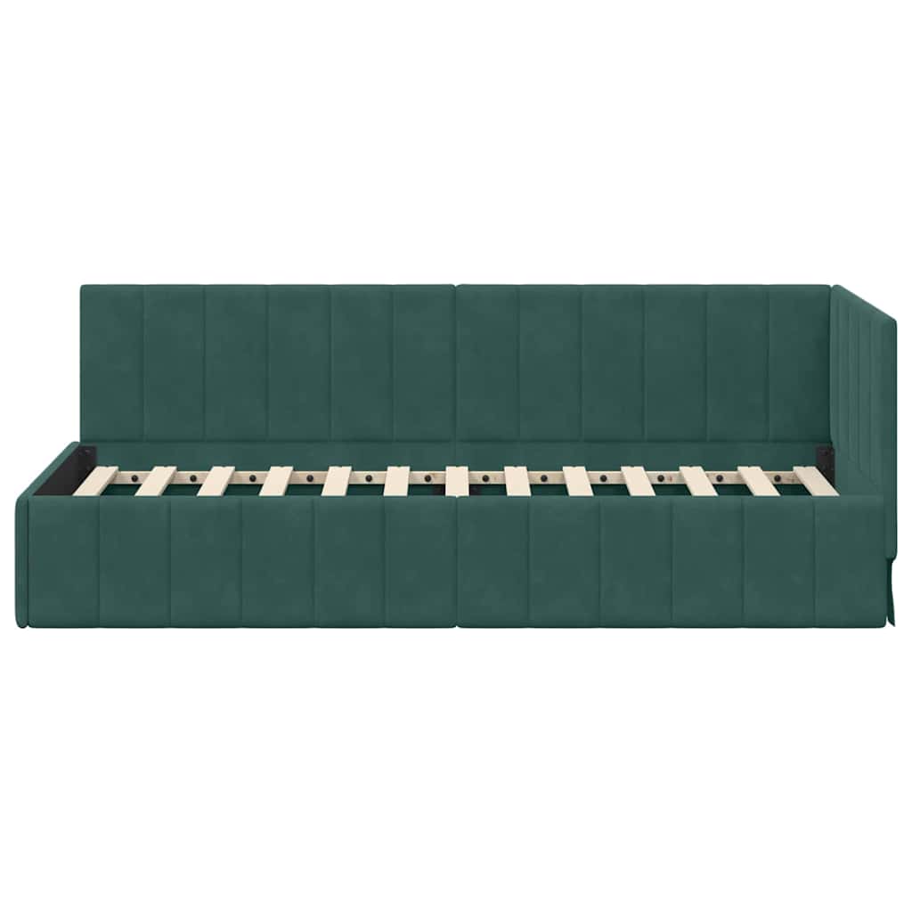 Kutni okvir kreveta Tamnozelena 80 cm x 200 cm Baršun