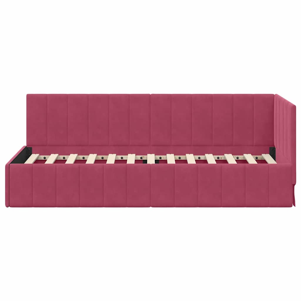 Kutni okvir kreveta Vinska crvena 80 cm x 200 cm Baršun