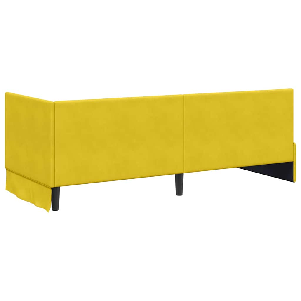 Kutni okvir kreveta s uzglavljem Žuta 80 cm x 200 cm Baršun