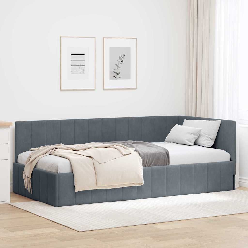 Kutni okvir kreveta Tamno siva 90 cm x 190 cm Baršun