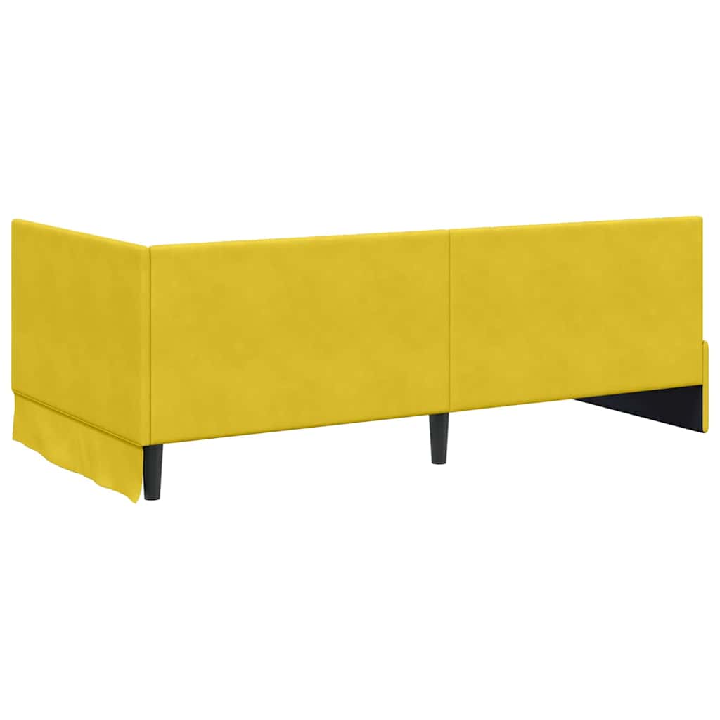 Kutni okvir kreveta s uzglavljem Žuta 90 cm x 190 cm Baršun