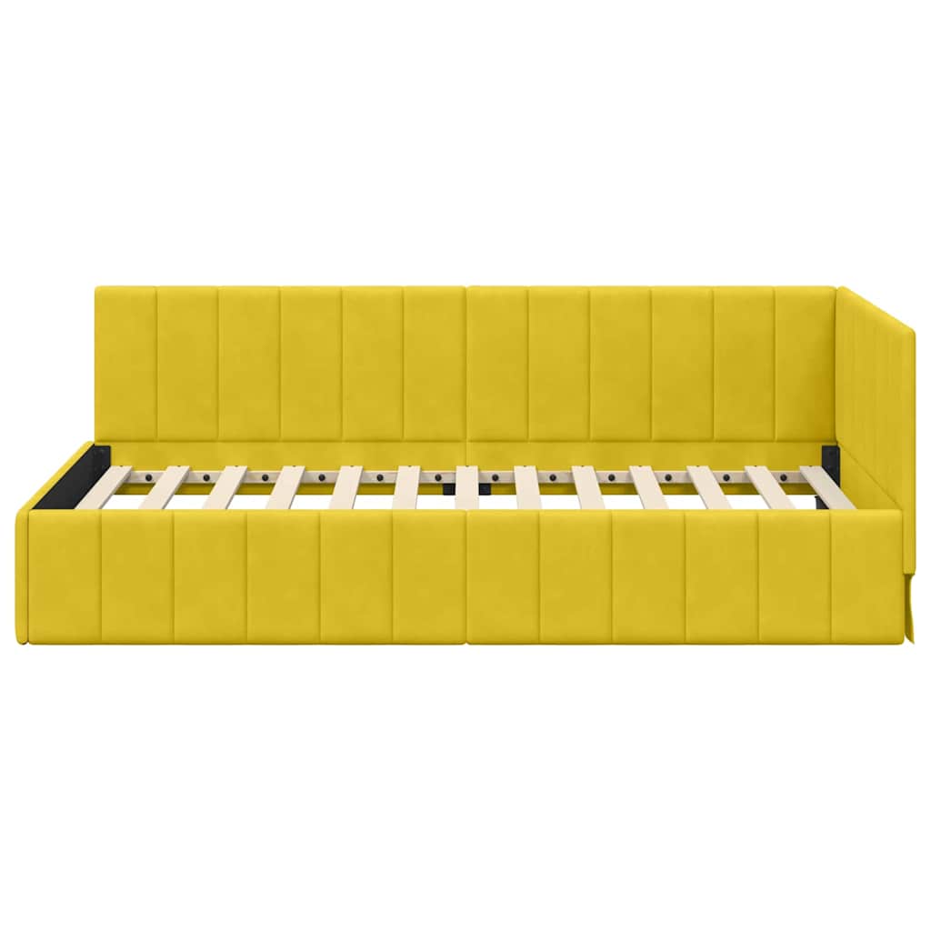 Kutni okvir kreveta s uzglavljem Žuta 90 cm x 190 cm Baršun
