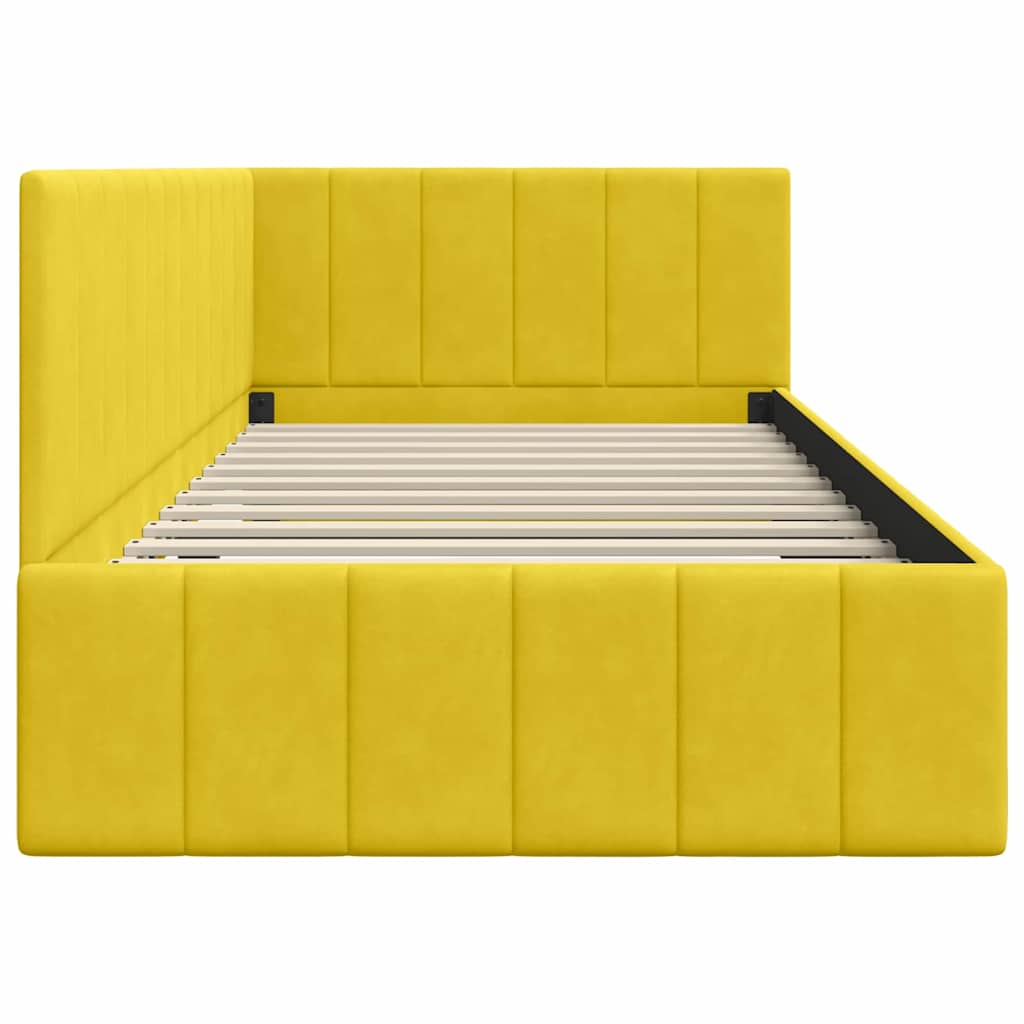 Kutni okvir kreveta s uzglavljem Žuta 90 cm x 200 cm Baršun