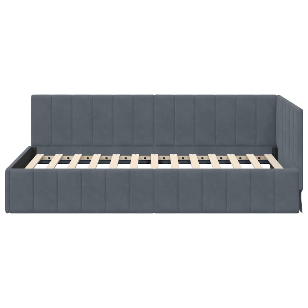 Kutni okvir kreveta Tamno siva 100 cm x 200 cm Baršun
